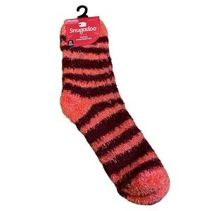 Snugadoo Soft Striped Pink Red Women One Size Crew Socks NWT